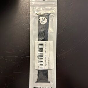 M/L black nylon braid stretchy Apple Watch band